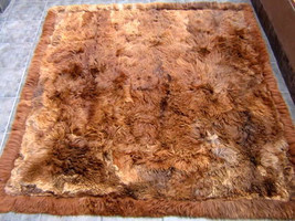 Soft dark brown baby alpaca fur carpet, 200 x 180 cm/ 6&#39;56 x 5&#39;90 ft - £814.54 GBP