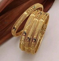 Indian Gold Plated Bollywood Style Bangle Bracelet Bridal Enameled Jewelry Set - £22.27 GBP