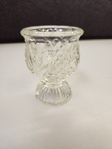 Avon Clear Pressed Glass Reversible Candle Holder - £7.09 GBP