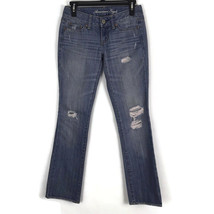 American Eagle Womens Jeans Size 00 Straight Leg Distressed Denim Light ... - $19.49