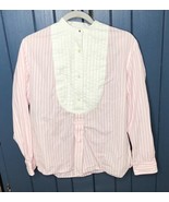 Vintage Womens Ralph Lauren Pink Striped Pintuck Tuxedo Shirt Medium Gra... - £18.08 GBP