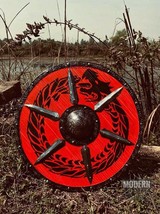 Medieval Viking Shield Battle Worn Viking Wooden Shield Viking Cosplay Halloween - £109.11 GBP