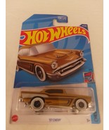 Hot Wheels 2022 #044 Gold 57 Chevy Whitewall 5SP Chevy Bel Air Series 3/... - $9.99