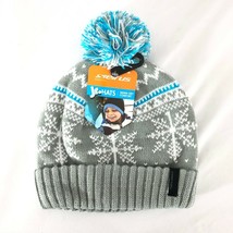 Seirus Jr Kids Beanie Hat Snowflake Pom Cuffed Knit Gray Blue White One ... - £6.14 GBP