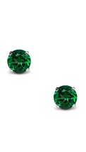 2Ct Emerald Solitaire Stud Earrings In 18K White Gold Over Sterling - £33.52 GBP