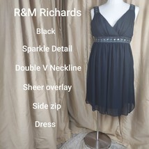R&amp;M Richards Black Sparkle Detail Sheer Overlay Dress Size 14 - £30.81 GBP