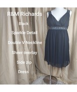 R&amp;M Richards Black Sparkle Detail Sheer Overlay Dress Size 14 - £30.90 GBP