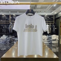 Mens Rhinestone Short Sleeve T Shirts with Hot  Designs Crewneck Pullover Tops S - £102.62 GBP