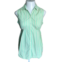 Motherhood Maternity Button Up Collared Shirt ~ Sz L ~ Green ~ Stripes  - £10.81 GBP