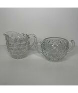 Fostoria American LARGE 10oz Creamer &amp; Open Sugar Bowls Vintage Clear Glass - $24.98