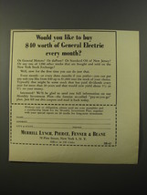 1954 Merrill Lynch Ad - Would you like to buy $40 worth of General Electric  - £14.55 GBP