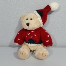 Chrisha Playful Plush 9 inch Jointed Teddy Bear Red Sweater Santa Hat 2004 - £9.83 GBP