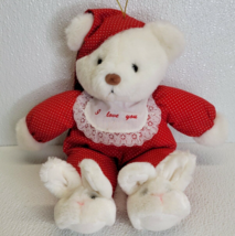 Vintage 1994 Plush Creations Inc. I Love You Bear Plush Pajamas Bunny Sl... - $15.43
