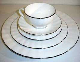 Gorham Arbor White 5 Piece Place Setting Platinum Trim 1st Quality USA N... - £50.41 GBP