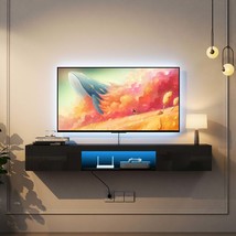 63&quot; Floating TV Stand Wall Mounted with 16-Color LED Lights for 55-65&quot; TVs - $193.99