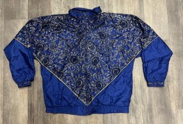 Vintage Geometric Windbreaker Womans Jacket Large Multicolor Retro Track... - $19.79