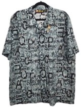 212 Nyc Urban Tech Uniform Words Pattern Button Up Shirt Sz L Gray - £20.64 GBP