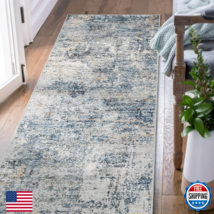 jinchan Washable Runner Rug 3x7 Modern Abstract Hallway Carpet Blue Multi - $72.65