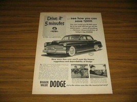 1951 Print Ad &#39;51 Dodge 4-Door Cars Test Drive It 5 Minutes Bigger Value - £10.32 GBP