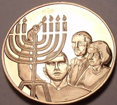 Massive Franklin Mint Bronze Proof Medallion~9 Candle Israel Manorh~Free... - $21.45