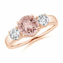 ANGARA Classic Morganite and Diamond Three Stone Engagement Ring - £1,627.51 GBP