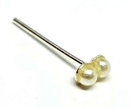 Pearl Nose Stud Doppia perla coltivata gemella 22 g (0,6 mm) Argento 925 dritto - £3.56 GBP