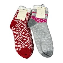 2 Pairs A New Day Womens Adult Snowflake Fuzzy Ankle Socks Shoe Size 4-1... - £4.56 GBP