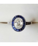 Sapphire Halo Wedding Ring/ Antique Victorian Vintage Ring/ Oval Cut Cz ... - £116.70 GBP