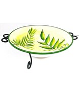 Block Basics Foliage Bowl W/Wrought Iron Stand 2002 Hand Painted 12&quot; x 3... - £16.86 GBP