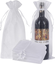 Package 30Pcs White Organza Wine Bags, Sheer Mesh Wine Gift Pouches Bottle Cover - £16.74 GBP