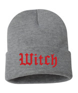 WITCH Embroidered Cuffed Beanie Hat, Embroidered Gift, Winter Hat - $23.27 CAD