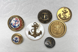 7PC Vintage Anchor Buttons MOP Metal Painted 1/2-1 inch - $341.48 MXN