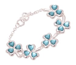 HW Collection Irish Bracelet Teal Heart Shamrock Charms Women St. Patrick Fashio - £7.69 GBP