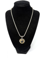 Two-Tone Fashion Necklace with Black Center Stone, Snake Chain - $225.46 MXN