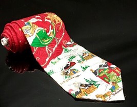 St Nick Tie Shop Red Green White Holiday Santa Classic Silk Mens Neck Tie - £10.52 GBP