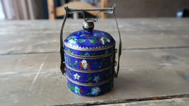 Antique Chinese Cloisonne Stacked Spice / Tea / Opium Jars 3.5&quot; - £93.20 GBP
