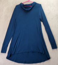 Cuddl Duds T Shirt Dress Womens Large Blue Modal Long Sleeve Cowl Neck Stretch - £14.88 GBP