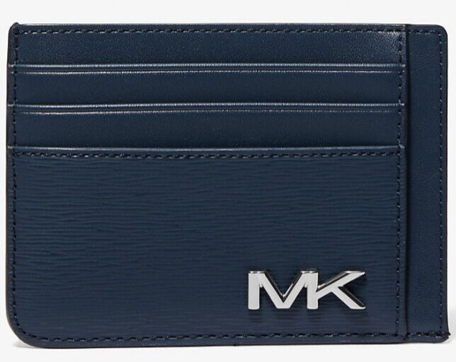 Primary image for Michael Kors Cooper Slim Card Wallet Metal Logo Navy Blue 36F3COLD1X NWT $88