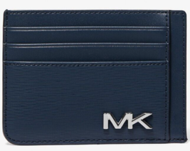 Michael Kors Cooper Slim Card Wallet Metal Logo Navy Blue 36F3COLD1X NWT... - $19.79