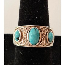 IRISH 925 STERLING SILVER AND TURQUOISE  RING SIZE 6 SKY - $48.91