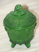 Jeanette Footed Candy Dish Green Harvest Grape &amp; Vine Vintage - £17.12 GBP