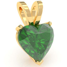 Lab-Created Emerald Heart Solitaire Pendant In 14k Yellow Gold - £199.52 GBP