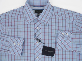 NEW! NWT! Handsome Ted Baker of London Geometric Plaid Shirt! 15.5 - 34 35 - $84.99