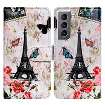 Galaxy S22 Plus Case, Paris Tower Butterfly Leather Flip Phone Case Wallet Cover - £21.20 GBP