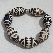 Lot 7 South Asian Old Pumtek pyu beads petrified Wood Stone beads Bracelet - £108.53 GBP