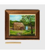Barn And Water Wheel Impressionist Landscape Painting On Canvas Panel - £98.07 GBP