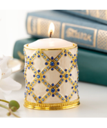 Keren Kopal Golden Metal Round white Candle Holder  Decorated &amp;Austrian ... - $99.79 CAD
