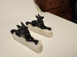 Set of 2 Cast Iron German Shepard Dog Door Openers or Book ends on Stone - £40.12 GBP