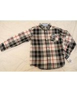 CHAPS Boys XXS 4 5 Black Cream Red Plaid Button Down Collar Shirt NWT st... - $19.77