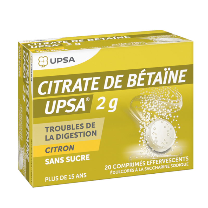 Primary image for Betaine Citrate 2g-UPSA-Pack of 20 Effervescent Tabs (Sugar free-Lemon Flavor)